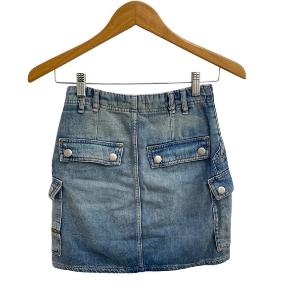 Free People Cargo Denim Mini Skirt With Utility Zippers Size 24 - Picture 3 of 9